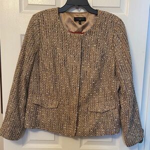 Talbots Women's Tweed Blazer - Brown and Cream